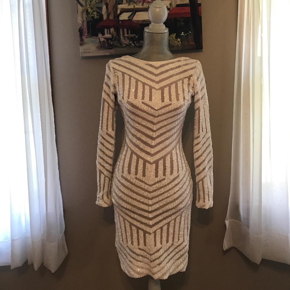 Dress the Population White Sequin Dress- Small